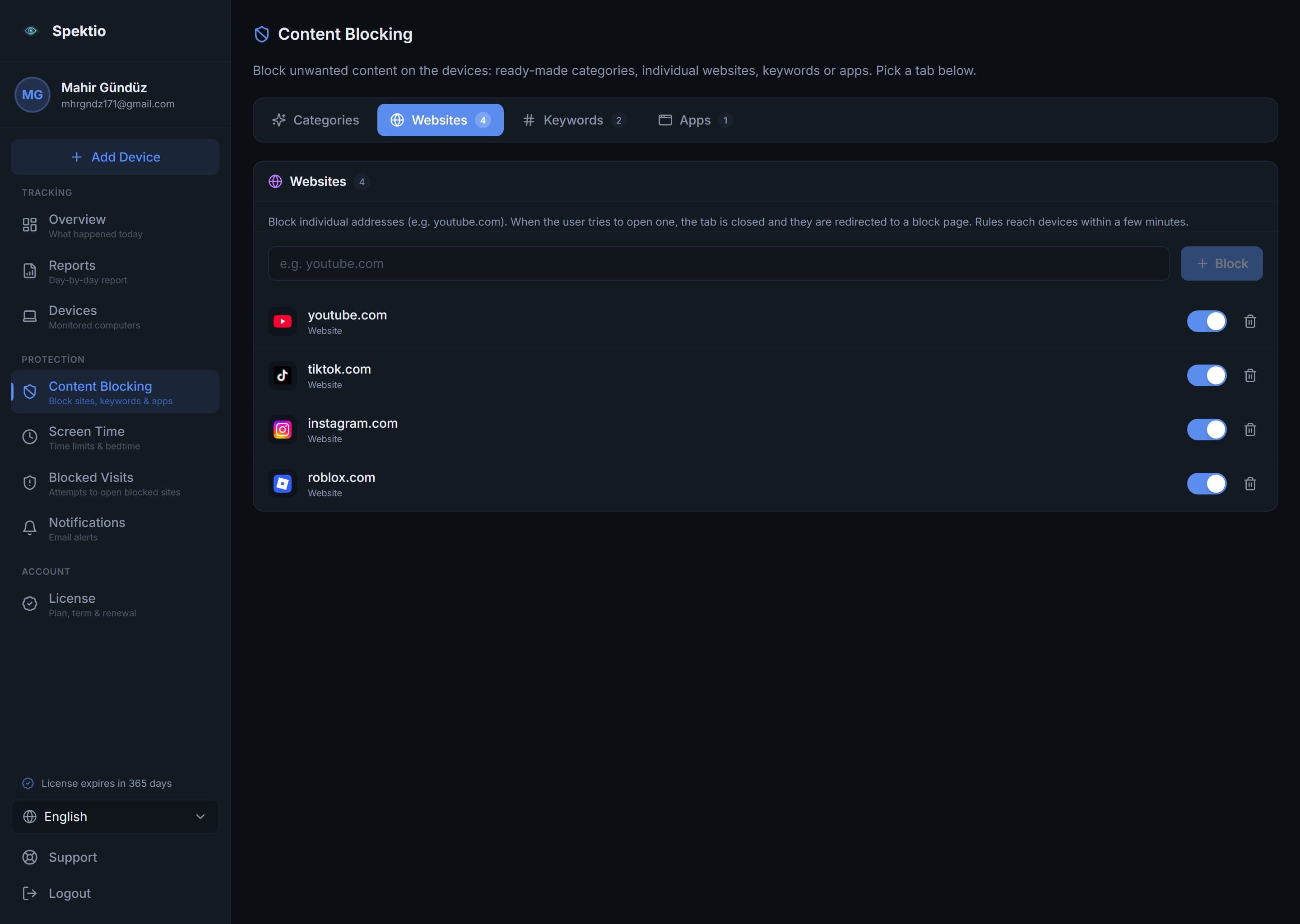 Block distracting websites